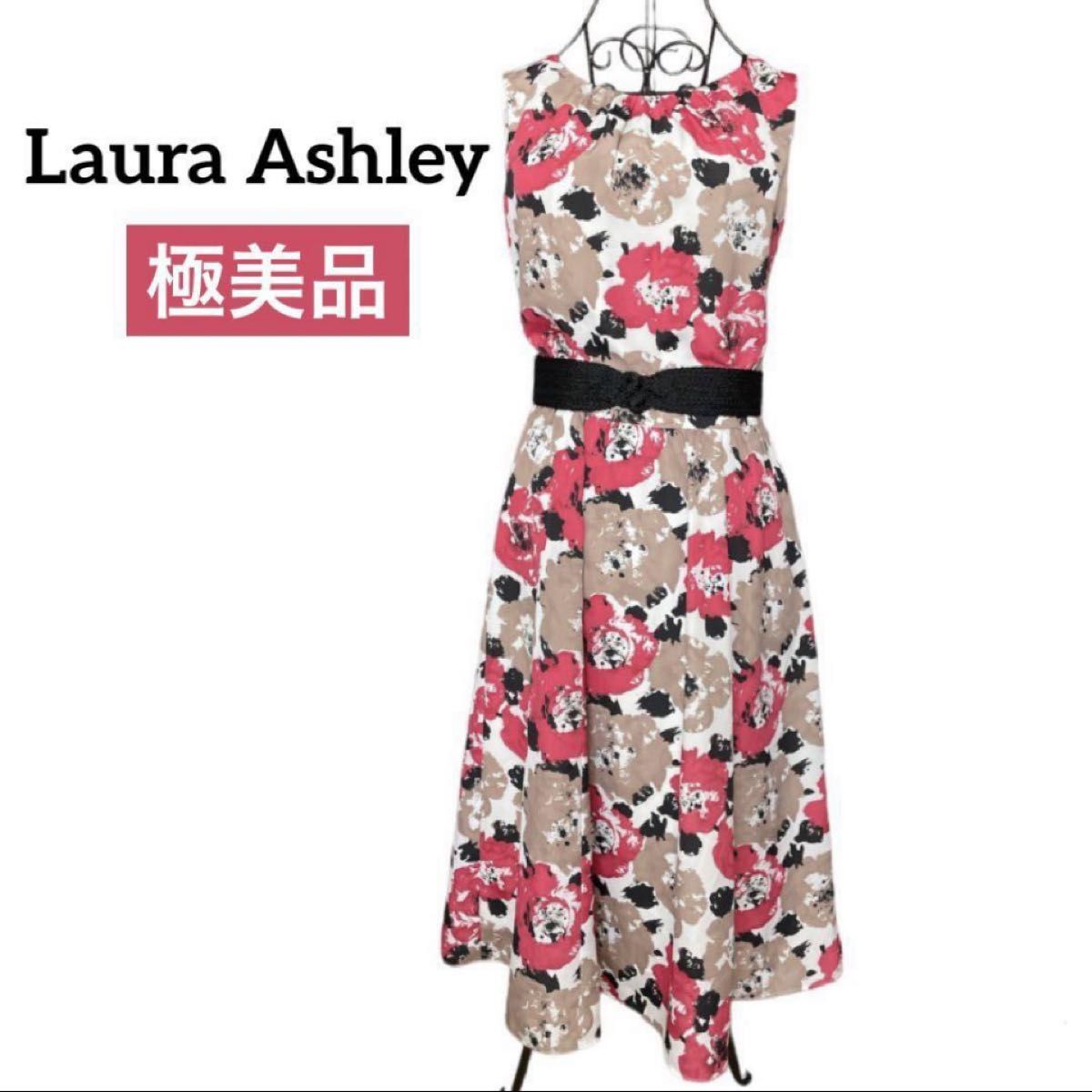 極美品】ローラアシュレイ 花柄 Aライン 美シルエット ノースリーブ