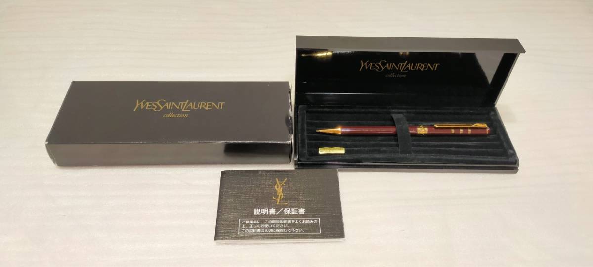 YSL シャープペンシル ボルドー×ゴールド 説明書、箱有 中古品 イヴ サンローラン Yves Saint Laurent 57721_画像5