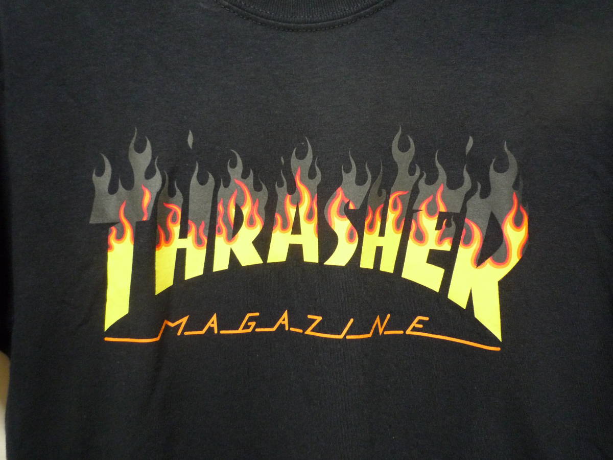 T1454 ★未使用★ スラッシャー THRASHER BBQ Tシャツ バーベキュー 半袖 Mサイズ ブラック 黒 炎 スケーター スケボー スケートボード_画像3