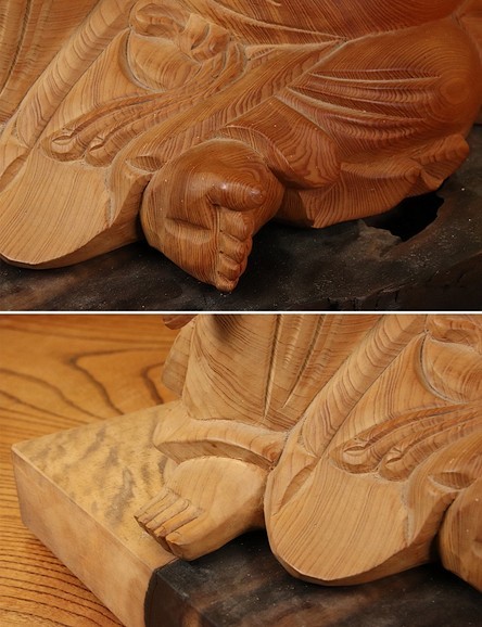 BE189　井波彫刻　芳月作　木彫　布袋座像　置物　床飾　商売繁盛　縁起物　_画像5