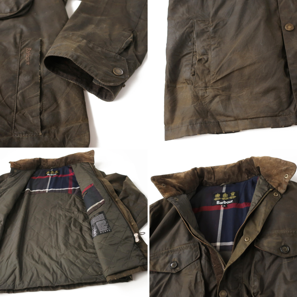 希少モデル◎英国製 Barbour バブアー NETHERLEY 中綿キルティング オイルドジャケット フードイン　オリーブ(XL)_画像4