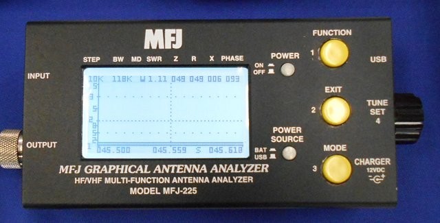 MFJ-225 SWR. is seen HF/VHF obi graphic antenna hole riser 