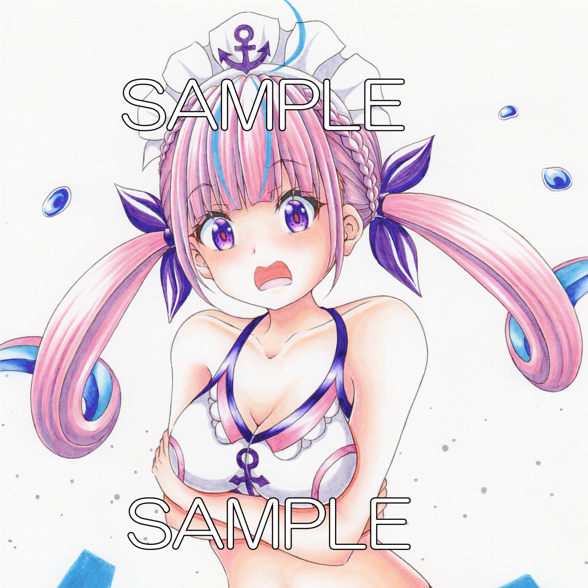 手描きイラスト 湊あくあ ホロライブ コピック アナログ A4 手描きイラスト 湊あくあ ホロライブ コピック アナログ A4