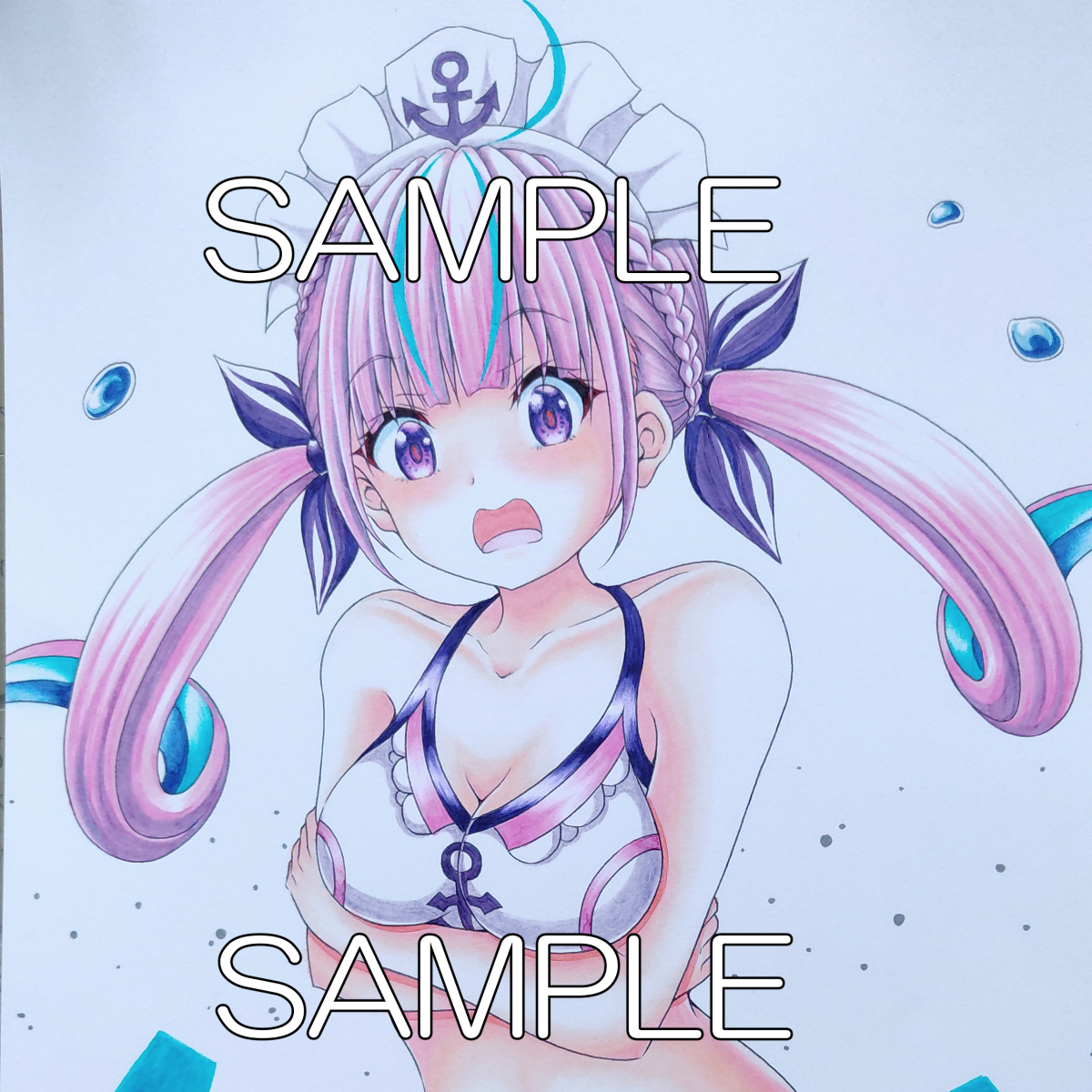 手描きイラスト 湊あくあ ホロライブ コピック アナログ A4 手描きイラスト 湊あくあ ホロライブ コピック アナログ A4