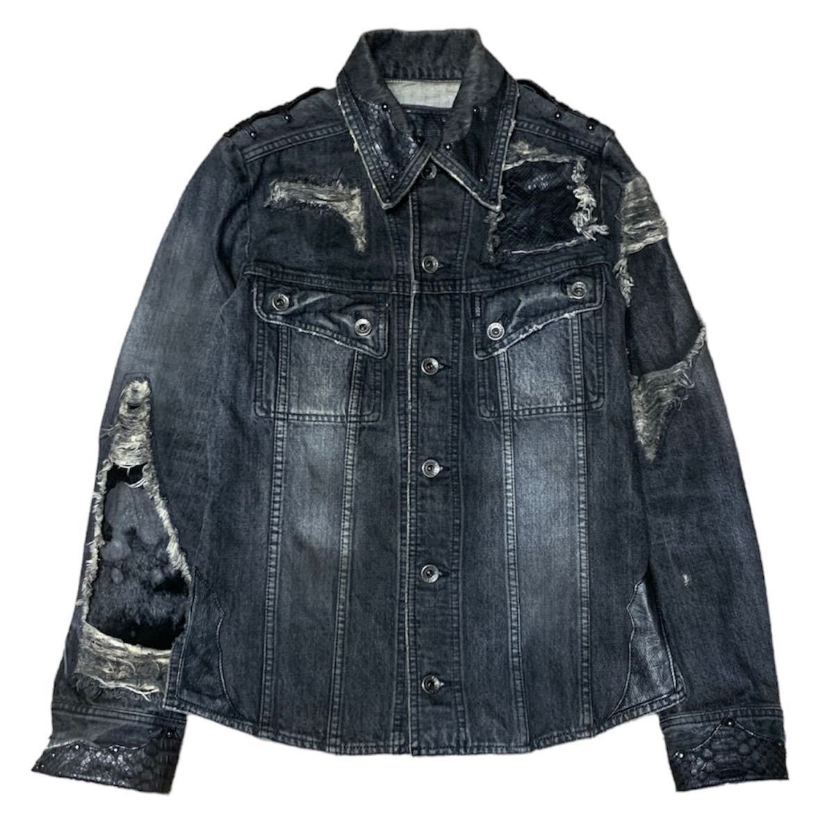 00s 5351 pour les hommes python damage denim jacket archive
