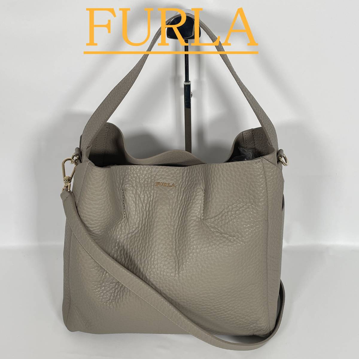 極美品】FURLA フルラ トートバッグ 2way ショルダー レザー ベージュ