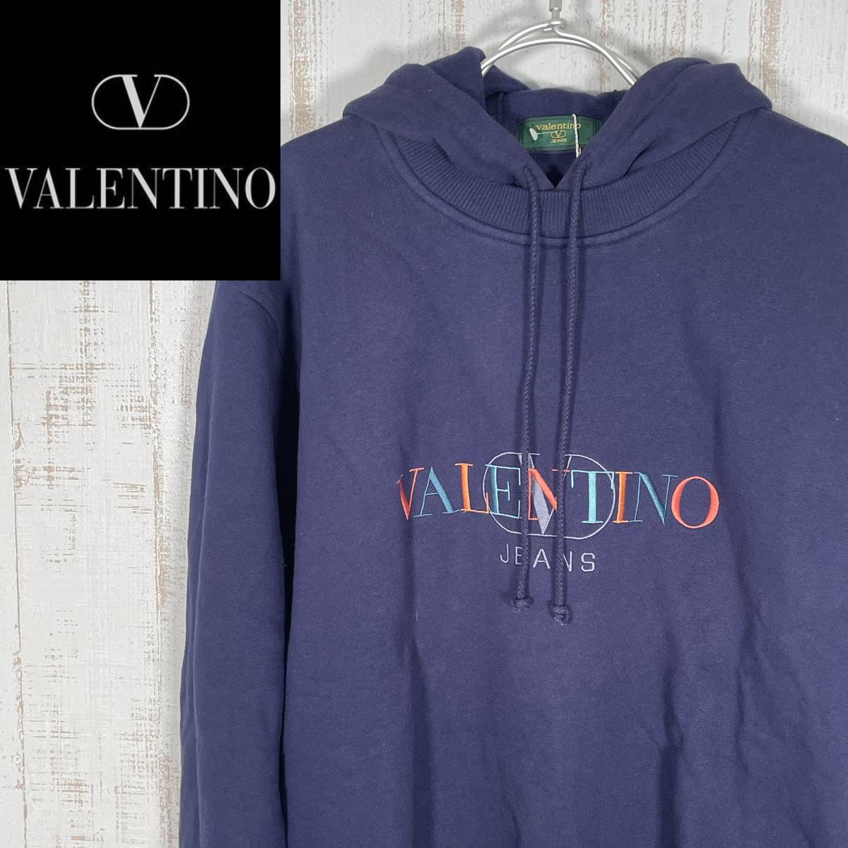 【未使用品】Valentino ヴァレンティノ パーカー 刺繍ロゴ 紺