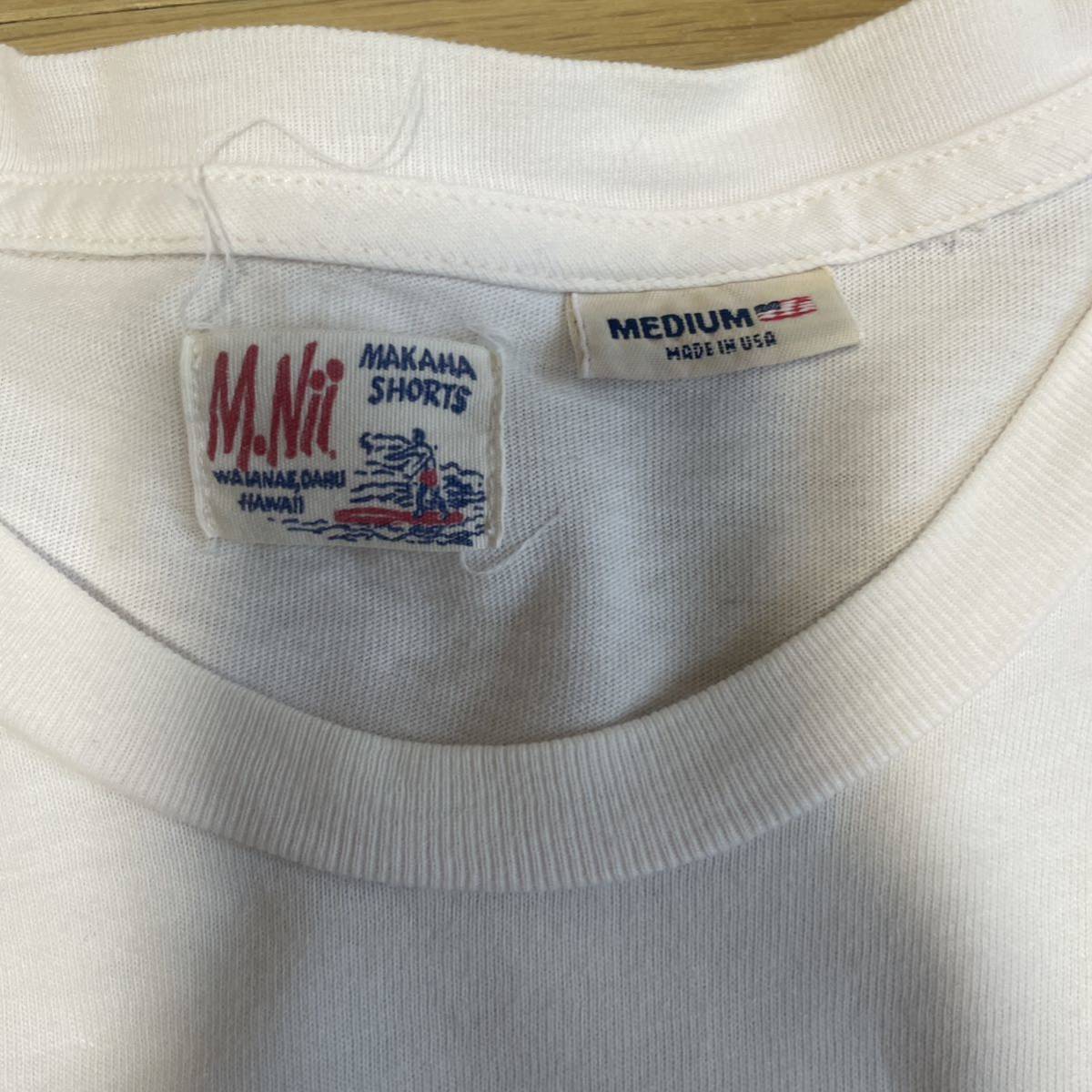 M.Nii エムニーイ　パネルボーダーT 白赤　USA製　ポケットTシャツ