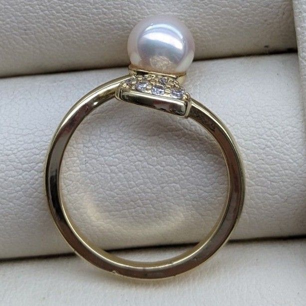 パールリング　指輪　あこや　本真珠　フリーサイズ　ハート　ジルコニア　冠婚葬祭