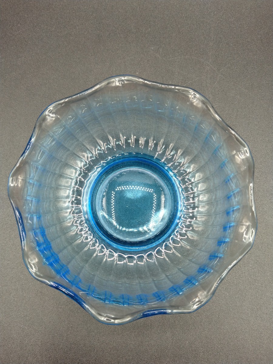 昭和レトロ ガラス デザート皿 氷皿 縁フリル _画像6