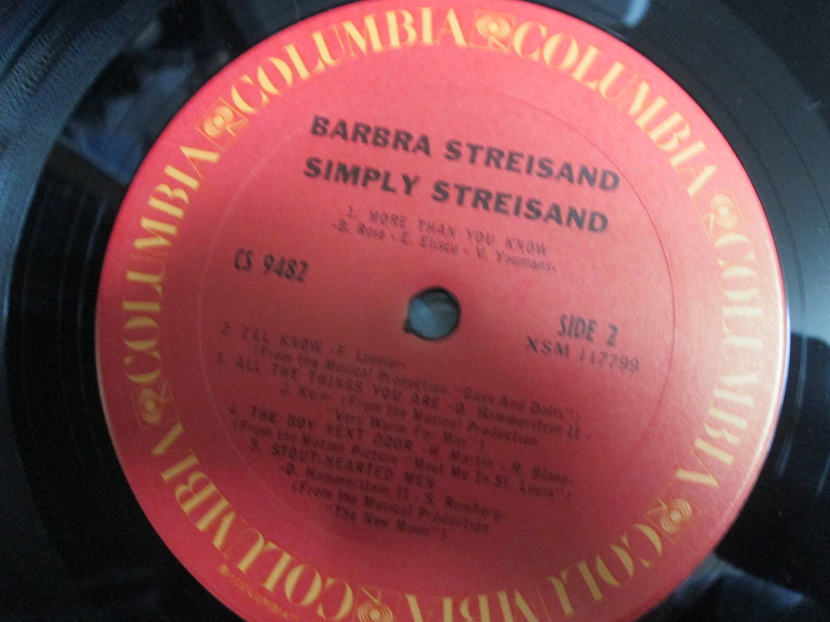 【送料無料】中古レコード ★BARBRA STREISAND/Simply Streisand ☆バーブラ・ストライサンド CS 9482_画像6