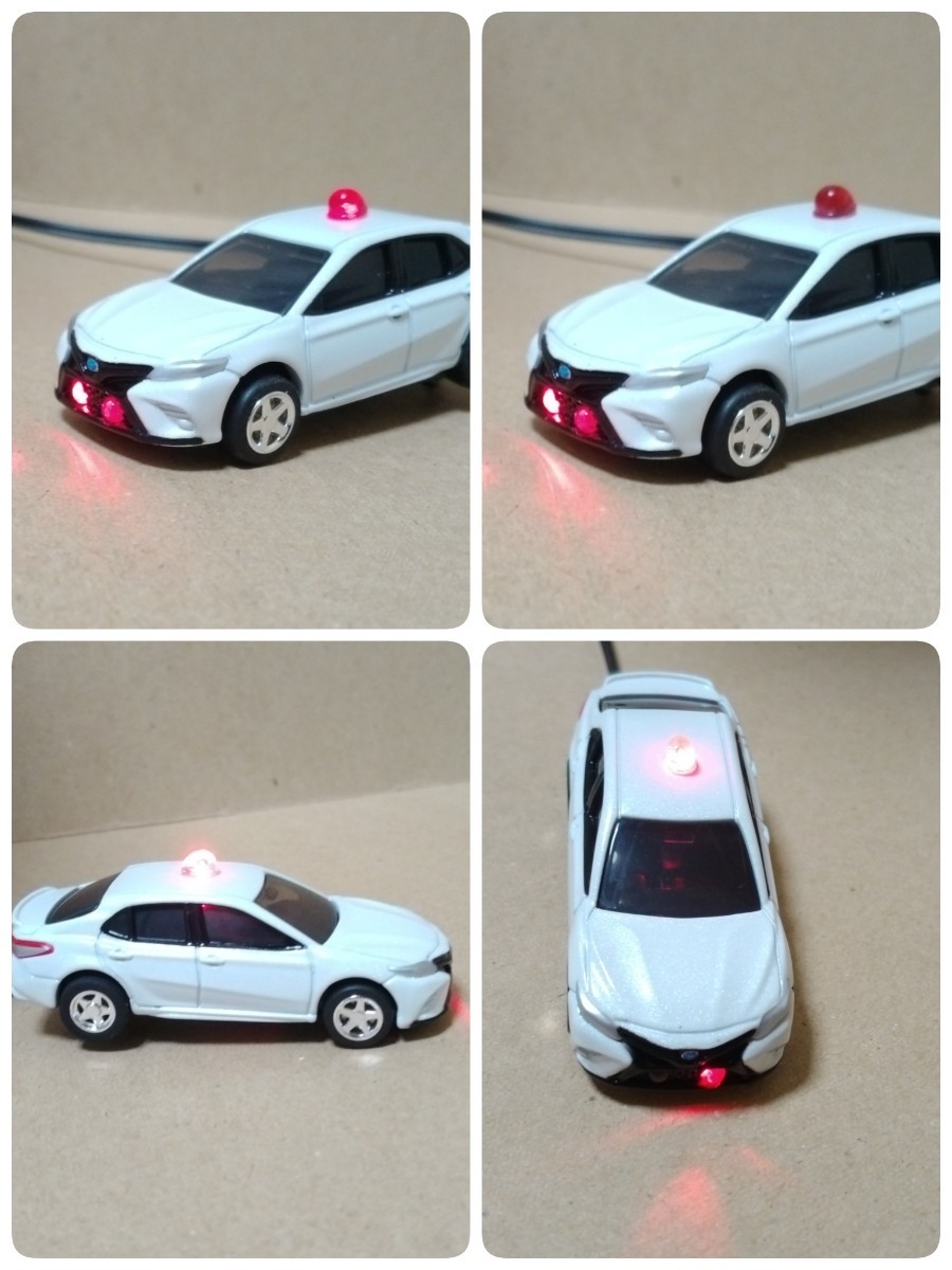  dummy scanner Camry 70 series sport white non-genuine wheel Tomica TOYOTA LED 12V 3 light blinking mask patrol car minicar prompt decision 