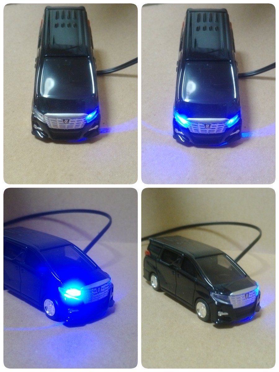  dummy scanner Alphard 30 series previous term dark blue pearl non-genuine wheel Tomica TOYOTA LED 12V 2 light blinking anti-theft minicar 