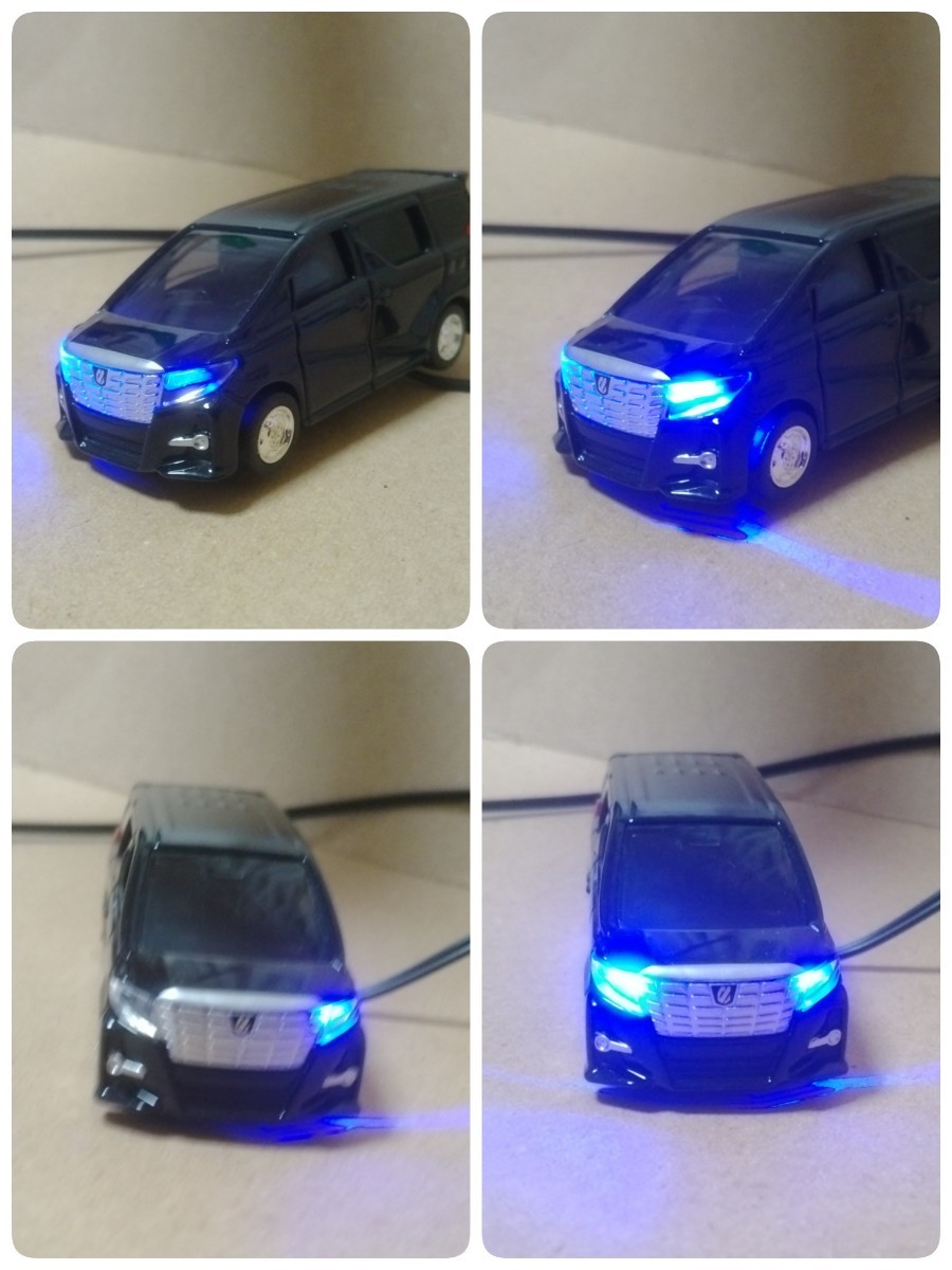  dummy scanner Alphard 30 series previous term dark blue pearl non-genuine wheel Tomica TOYOTA LED 12V 2 light blinking anti-theft minicar 