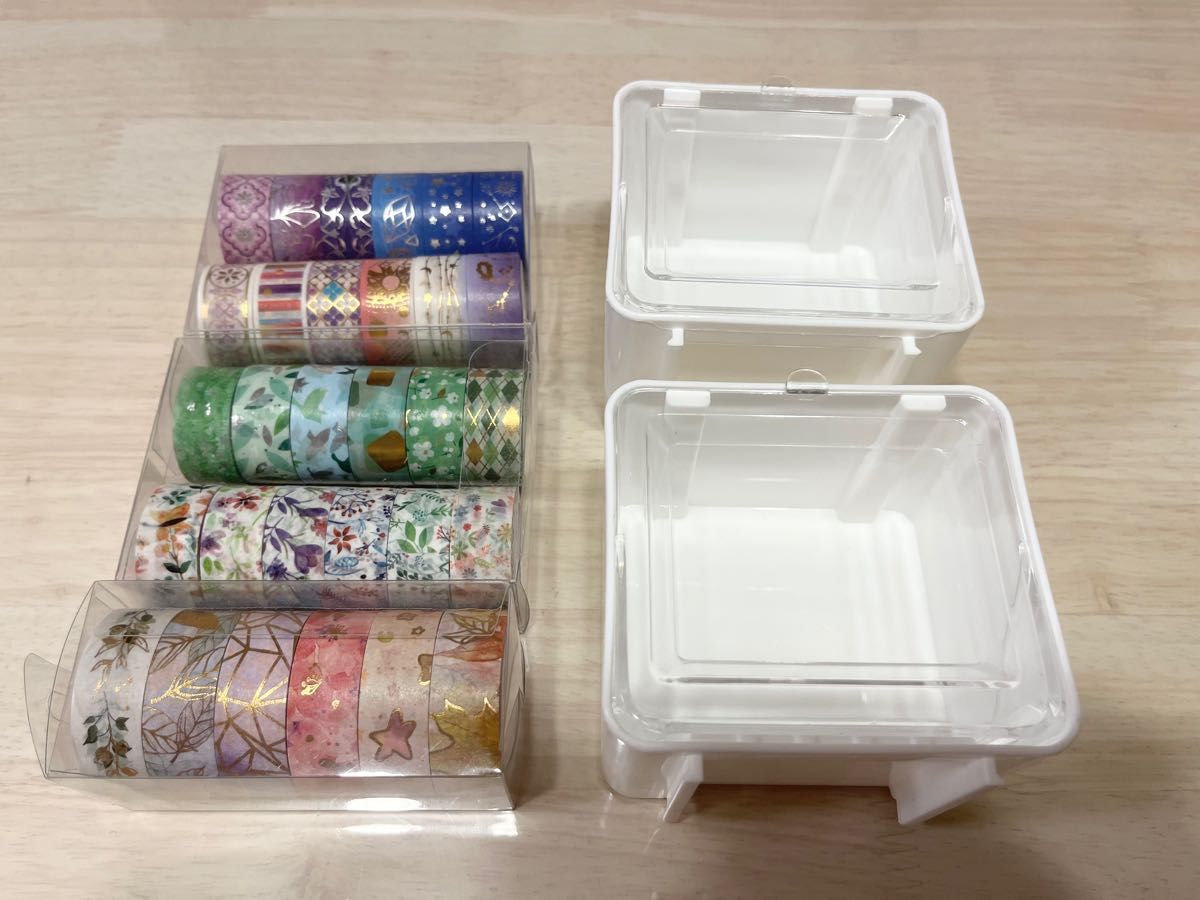 マスキングテープ ３０巻 収納ケース 2個 和紙 花柄 リーフ｜PayPayフリマ