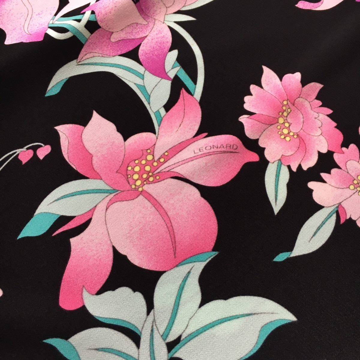 美品 LEONARD レオナール カンカン 花柄 ストレッチ ワンピース 美品 LEONARD レオナール カンカン 花柄 ストレッチ ワンピース