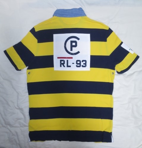 POLO RALPH LAUREN　ポロラルフローレン ポロシャツ ラガーシャツ L ヨット 90s 復刻 RL 93 紺黄 ダンク ゼッケン　ワッペン_画像5