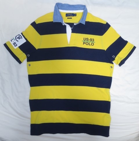 POLO RALPH LAUREN　ポロラルフローレン ポロシャツ ラガーシャツ L ヨット 90s 復刻 RL 93 紺黄 ダンク ゼッケン　ワッペン_画像3