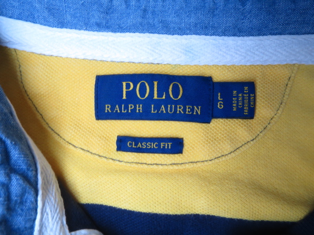 POLO RALPH LAUREN　ポロラルフローレン ポロシャツ ラガーシャツ L ヨット 90s 復刻 RL 93 紺黄 ダンク ゼッケン　ワッペン