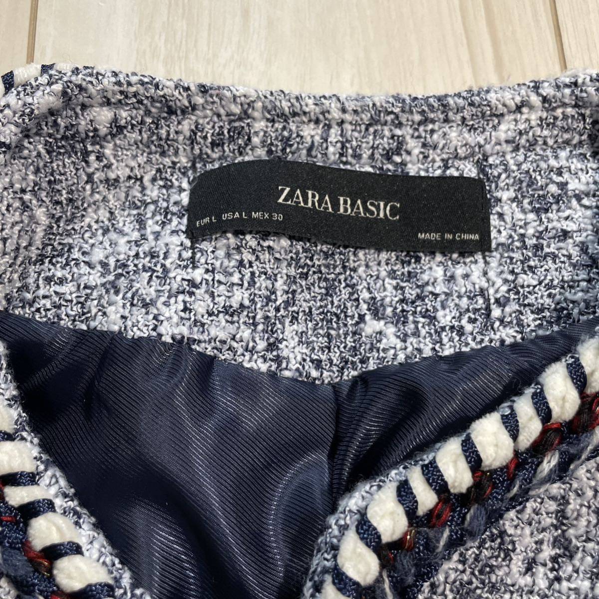 送料無料 大人気ZARA ザラ ツイードジャケット ブルー Lサイズ 送料無料 大人気ZARA ザラ ツイードジャケット ブルー Lサイズ