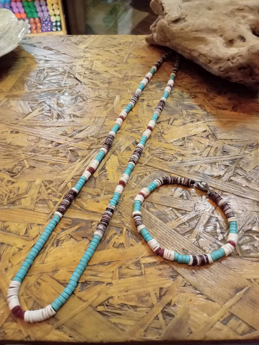  natural material, long necklace, breath, set, turquoise, Jade, shell, sun to Domingo manner, Indian,neitib