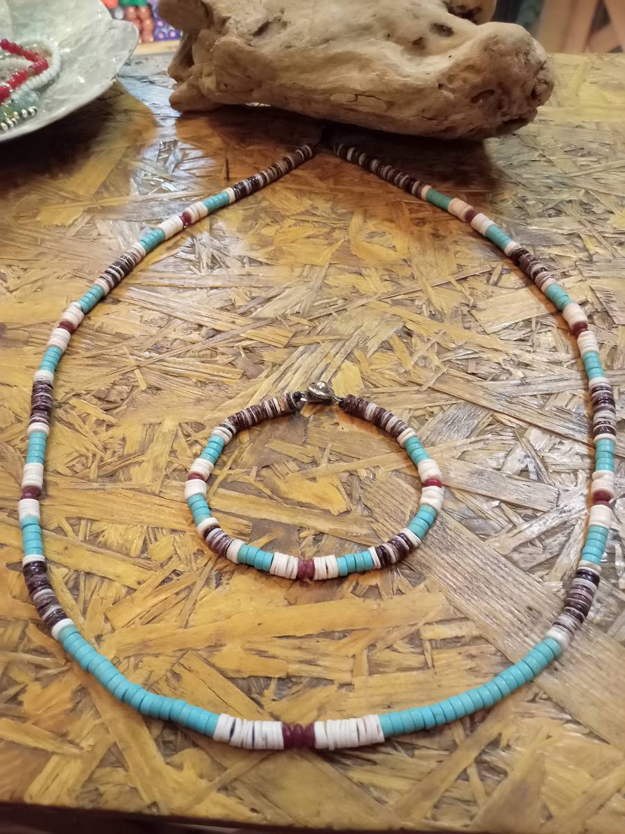  natural material, long necklace, breath, set, turquoise, Jade, shell, sun to Domingo manner, Indian,neitib