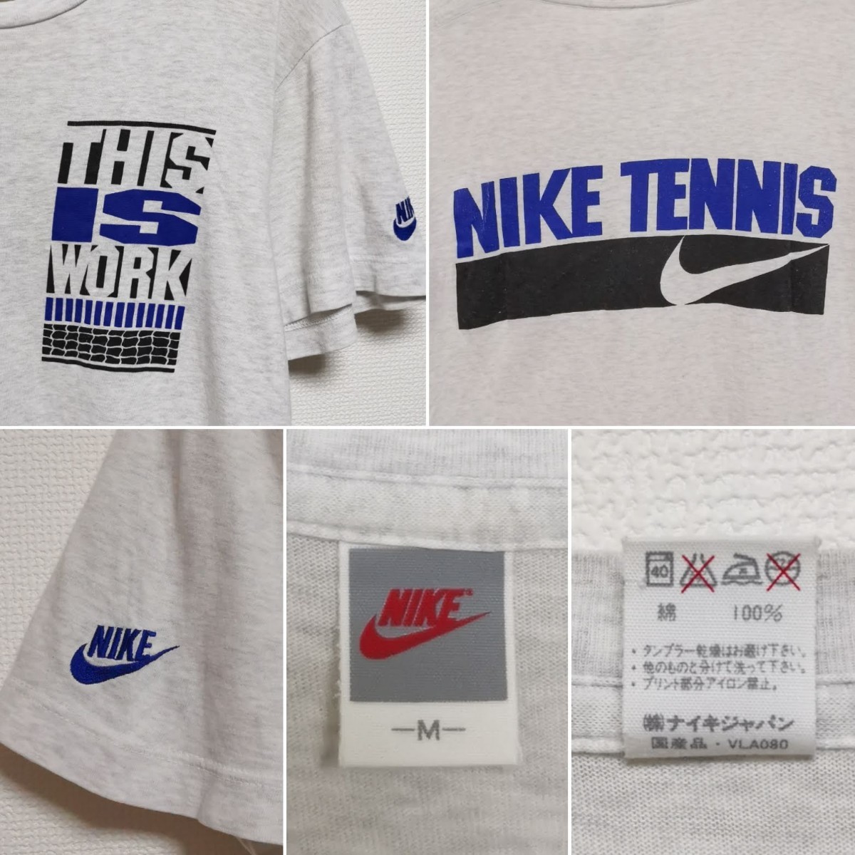 即決 M 90s ナイキ NIKE TENNIS Tシャツ 銀タグ VINTAGE 日本製