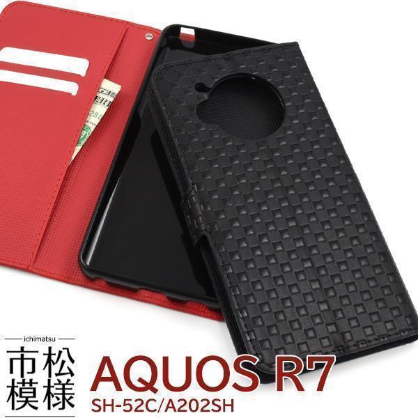 AQUOS R7 SH-52C (docomo) / AQUOS R7 A202SH (Softbank) チェック柄 デザイン手帳型ケース_画像2