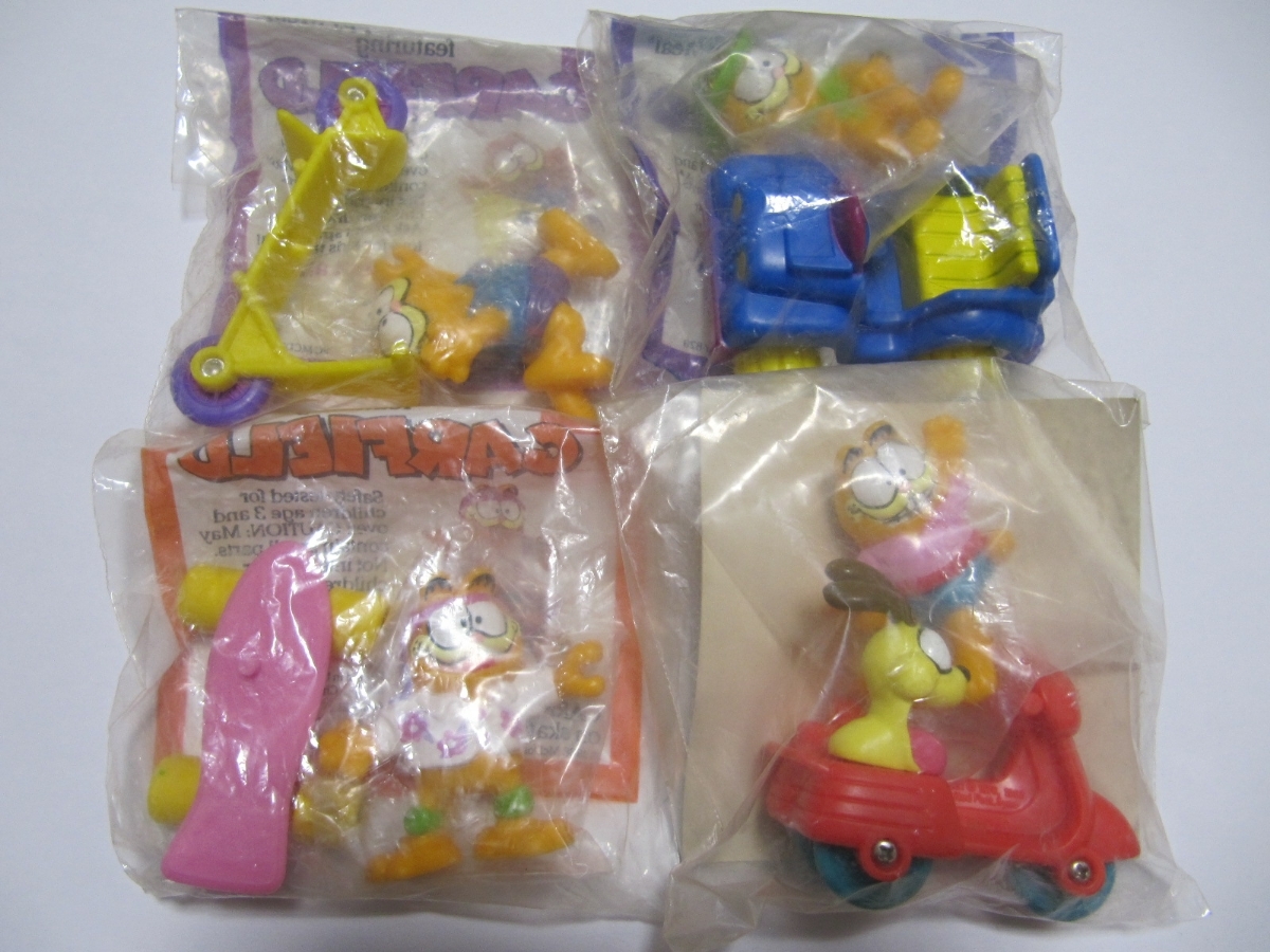 80's McDonald's GARFIELD McDonald's Garfield all 4 kind comp set Vintage mi-ru toy 80 period retro that time thing unopened rare 