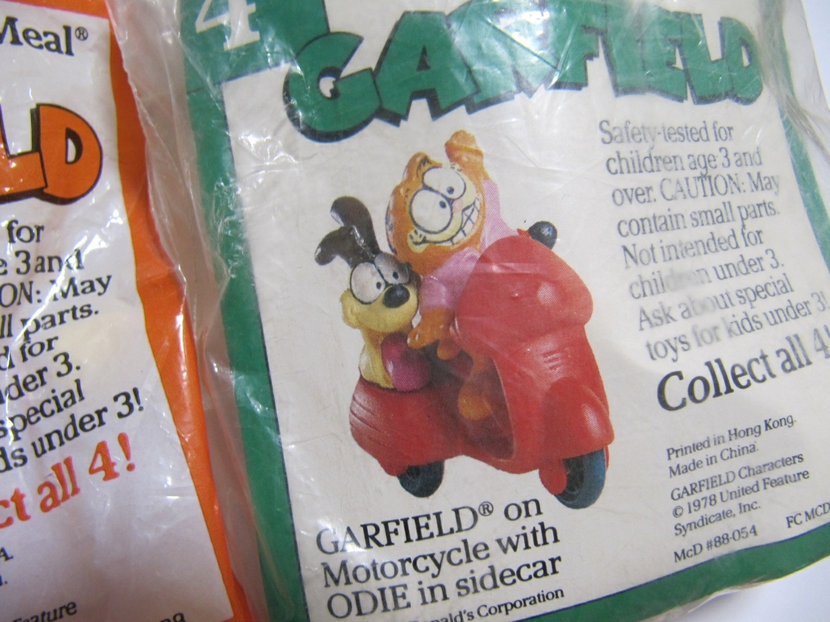 80's McDonald's GARFIELD McDonald's Garfield all 4 kind comp set Vintage mi-ru toy 80 period retro that time thing unopened rare 