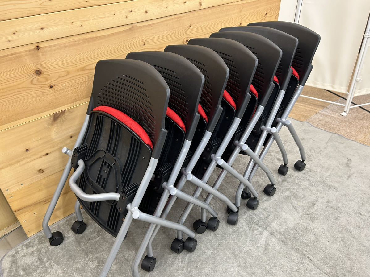 ヤフオク! - 平行スタッキングチェアPT 会議椅子 7脚セット（赤）