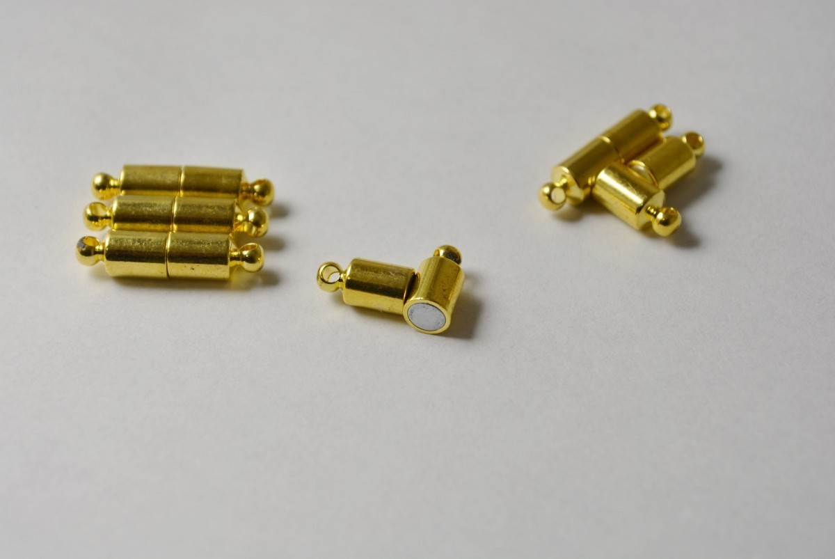 マグネットクラスプ 留め金 チューブ 金 19mm 5個 ネックレス ブレスレット パーツ ハンドメイド ビーズクラブ_画像1