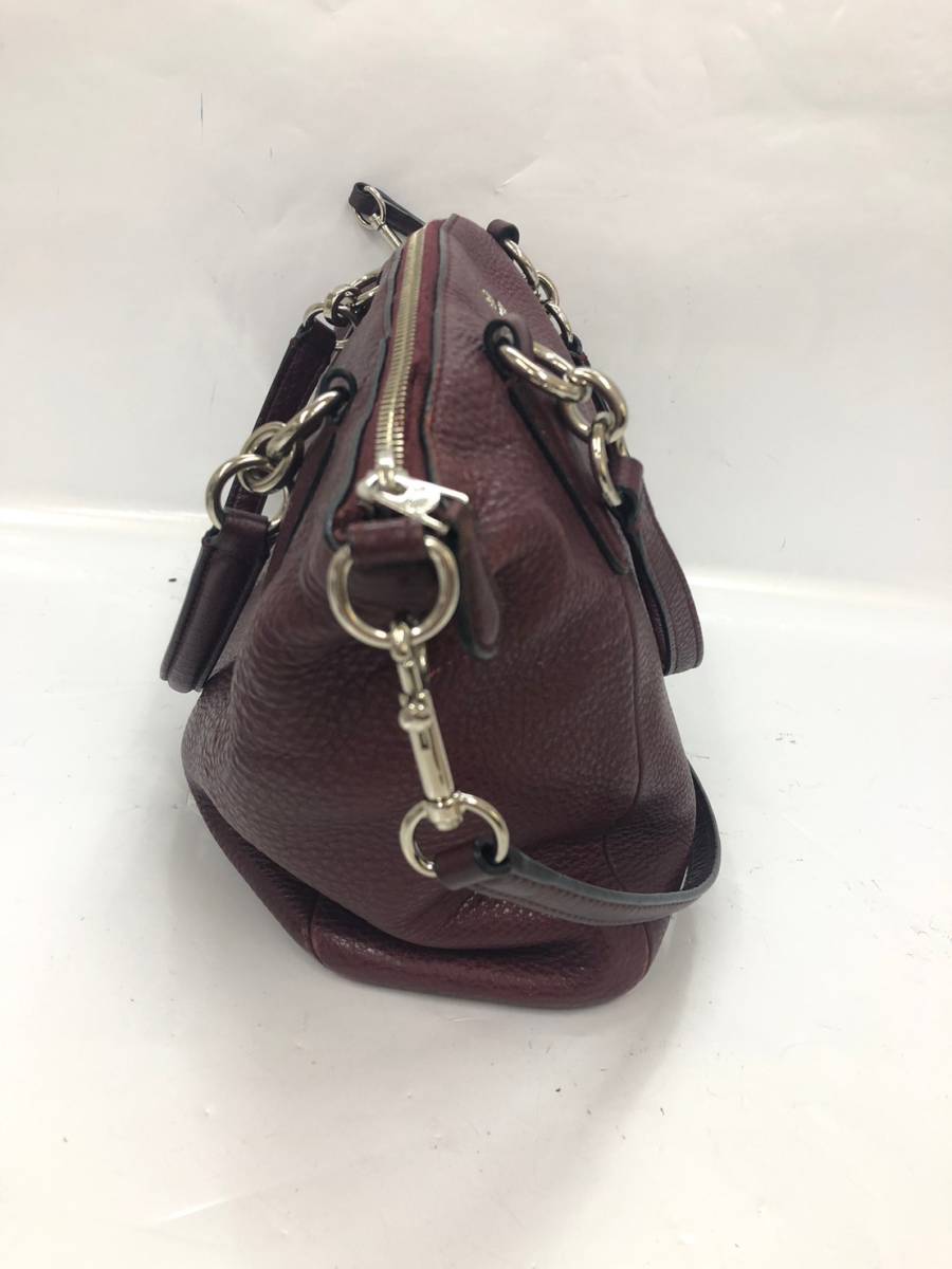 □COACH 2wayショルダーバッグ ボルドー系 コーチ F36675 ペプルドレザー スモールケルシーサッチェル 複数落札同梱OK B230823-305_画像3