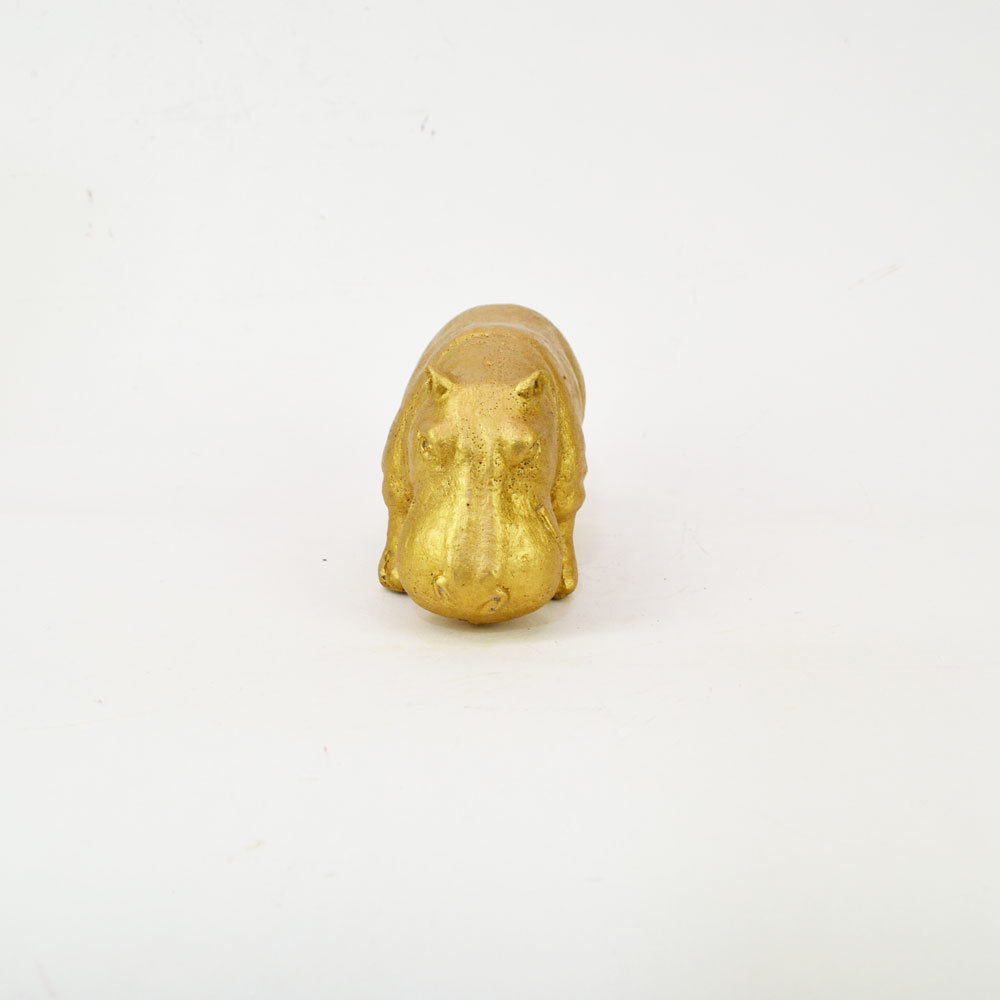  cement made Gold hipoL.. gold animal ornament hippopotamus 