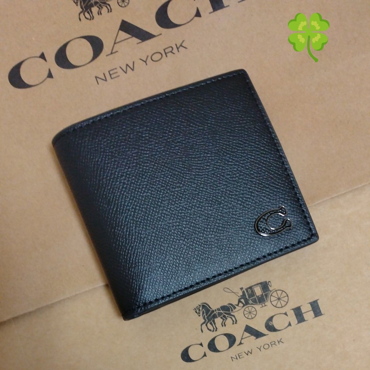 未使用品] COACH コーチ メンズ ２つ折財布 CJ883ブラック