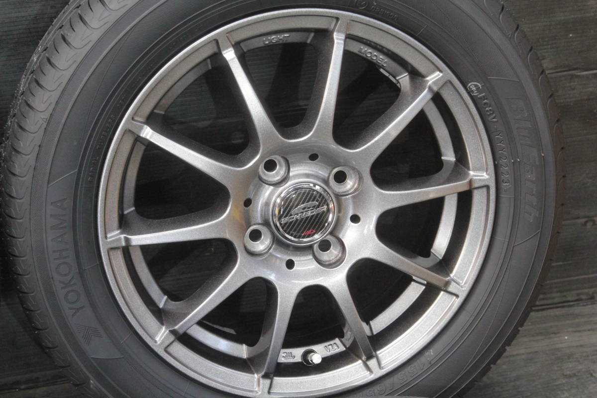 小/条件付送料無料 新品タイヤアルミホイールセット ブルーアース AE-01 155/65R14×4.5J+43 4H PCD100 4本セット N-BOX タント スペーシア_画像3