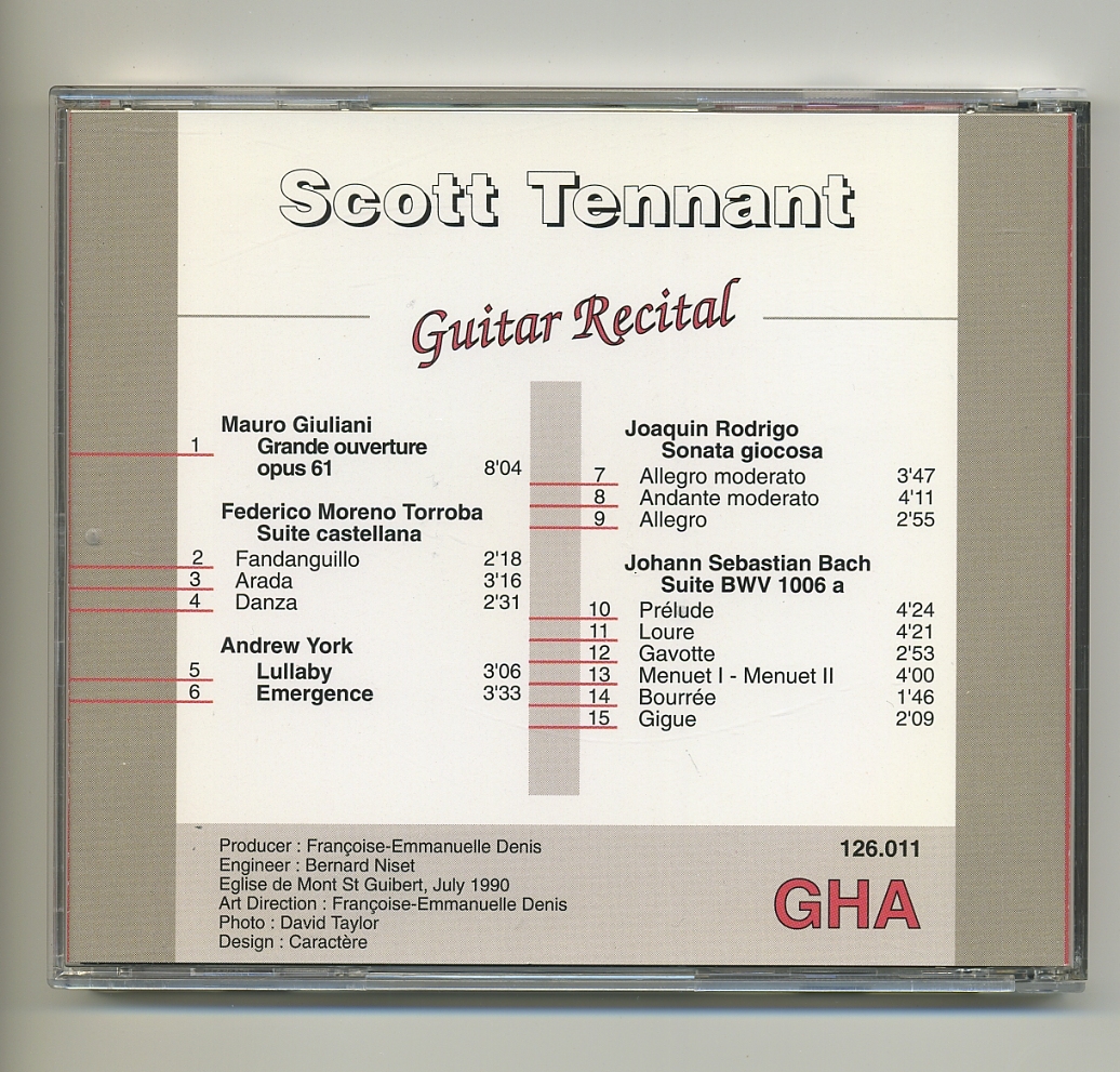 CD★スコット・テナント リサイタル Scott Tennant Guitar Recital クラシックギター アンドリュー・ヨーク JSバッハ ロドリーゴ_画像2