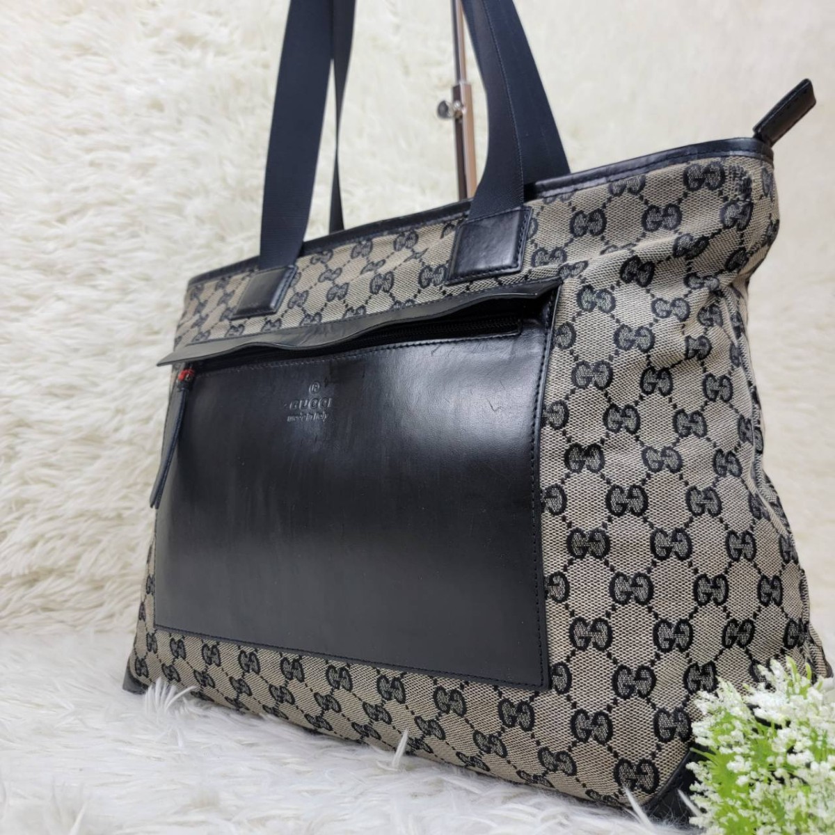 1円!!【希少デザイン】GUCCI グッチ ロゴ GG柄 GGキャンバス×レザー