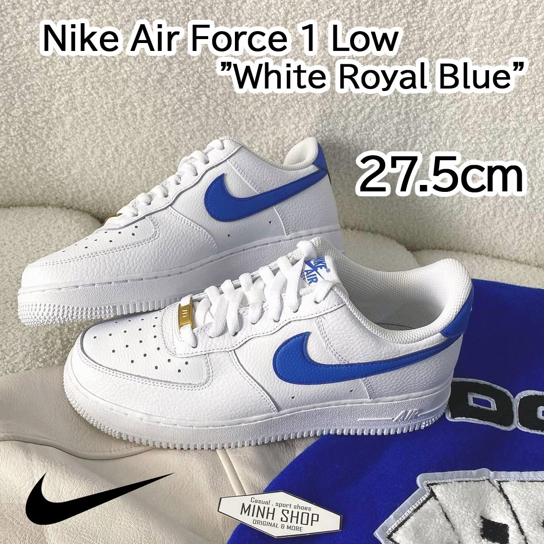 【送料無料】【新品】27.5cm NIKE AirForce1 Low White Royal Blue ナイキ エアフォース1 ロー ホワイト  ロイヤルブルー