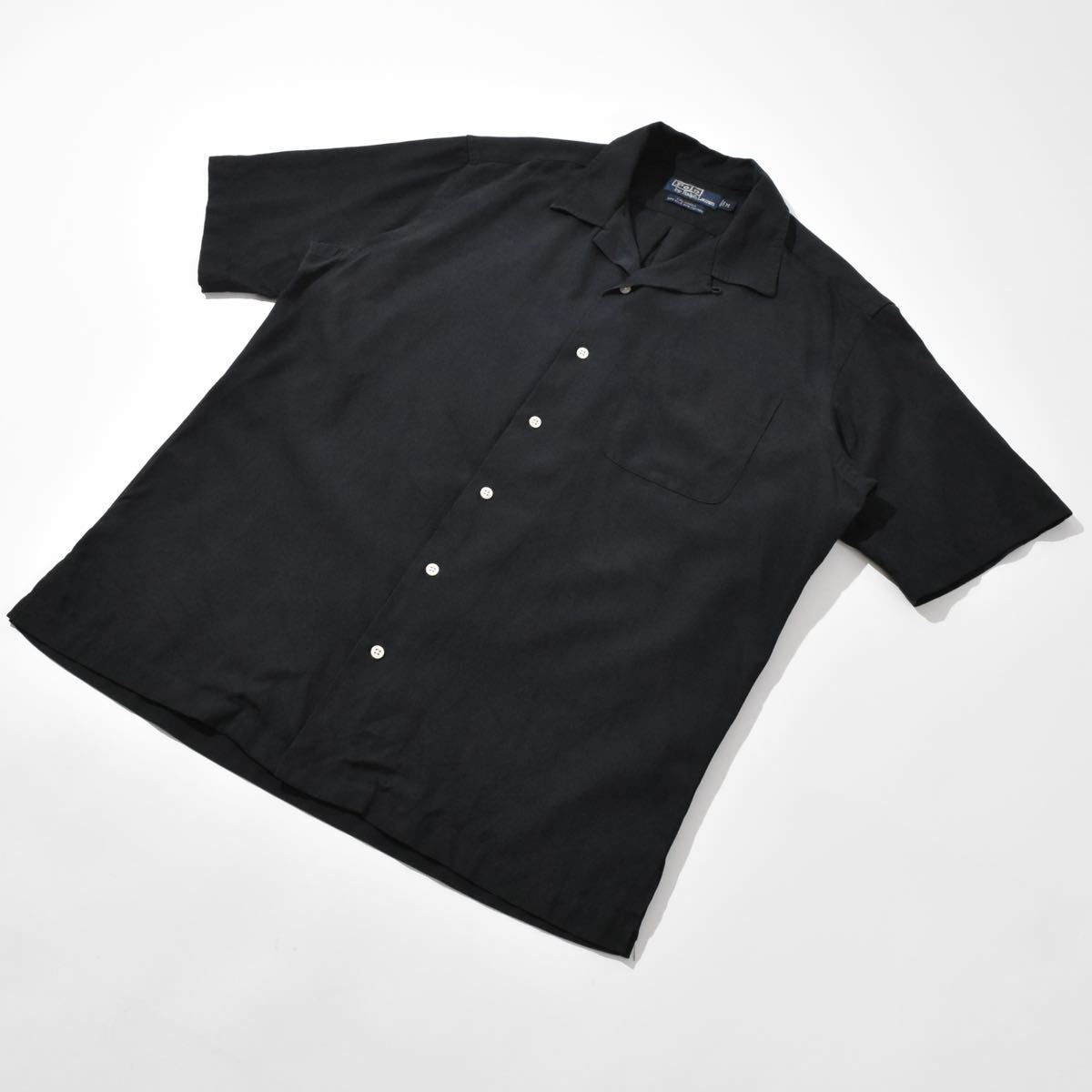 90s Polo Ralph Lauren Open Color Shirt CALDWELL SILK COTTON BLACK
