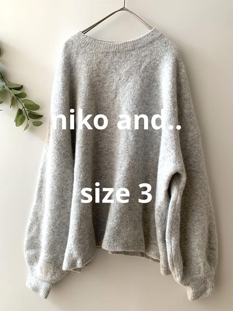 niko and.. ライトグレーニット 羊毛アルパカ混 ふっくら袖