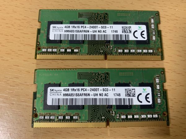 SK hynix 4GB×2枚 8GB DDR4 SDRAM / PC4-2400T-SC0-11 1Rx16 ノートパソコン・ミニデスクトップ用 増設メモリ_画像1