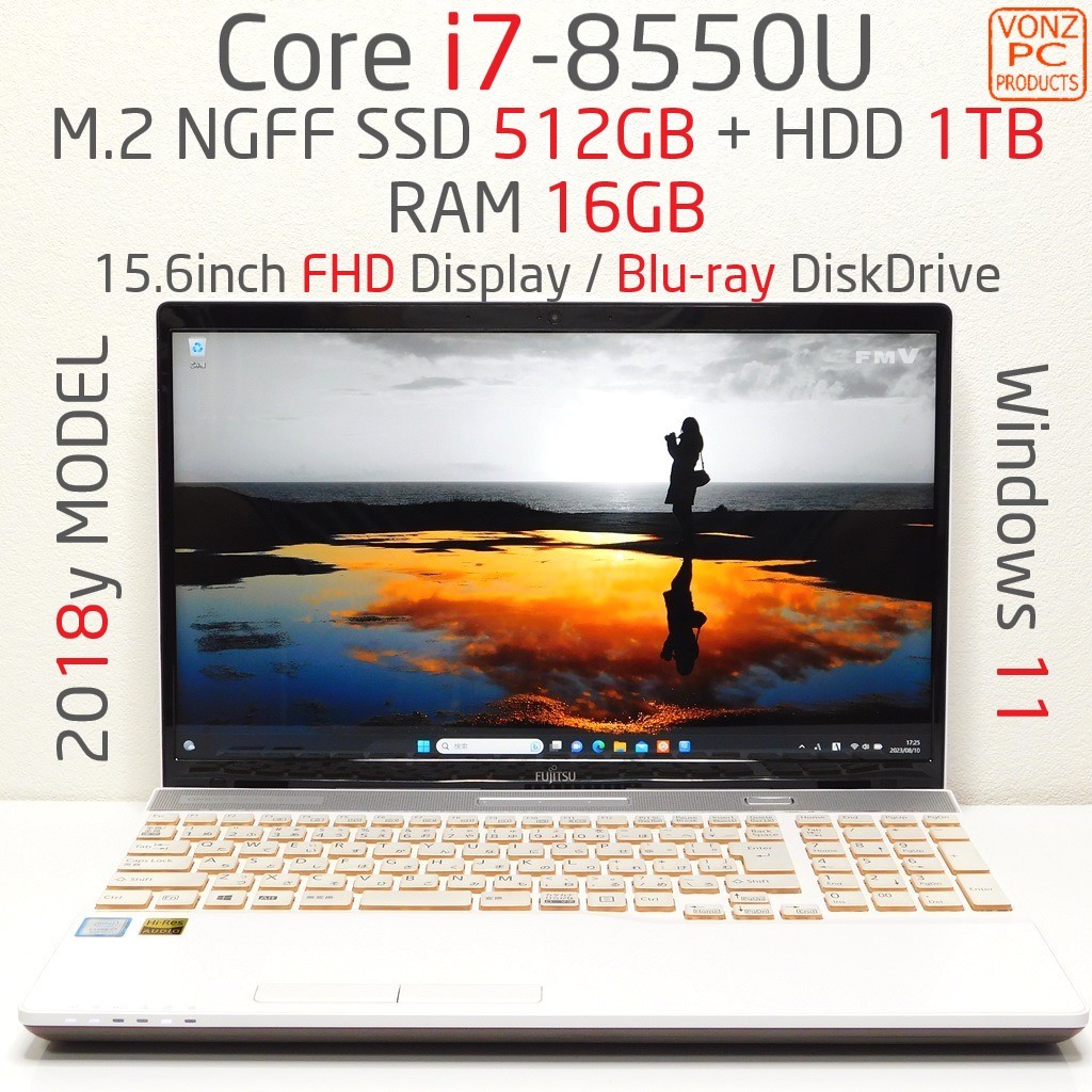 ☆2018yモデル☆Windows11☆Core i7-8550U☆M.2 NGFF SSD 512GB+HDD