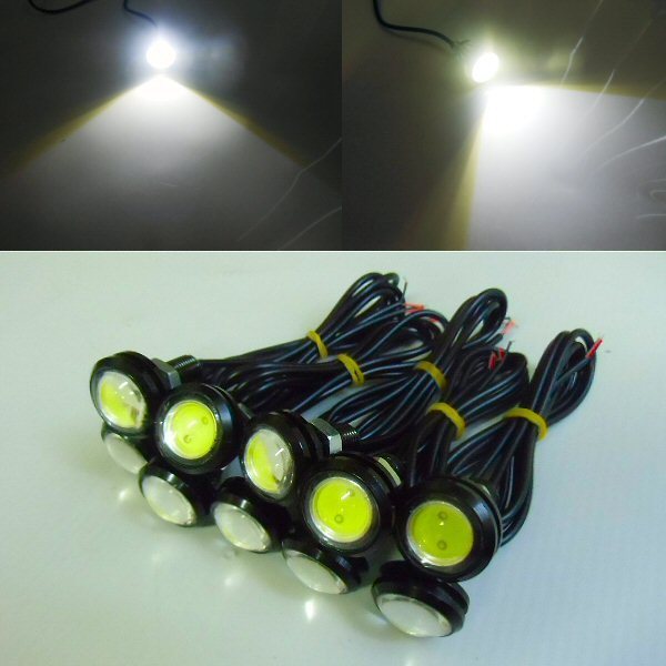 LED ボルト型 黒枠 スポットライト COB18mm 白色 ホワイト 10個セット イーグルアイ デイライト メール便送料無料/4_画像2
