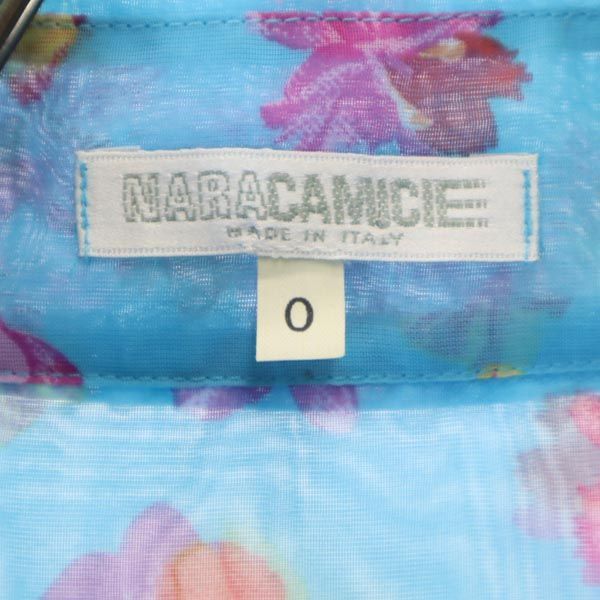 ナラカミーチェ イタリア製 シースルー 花柄 長袖 シャツ 0 ブルー系 NARACAMICIE レディース 230801_画像7