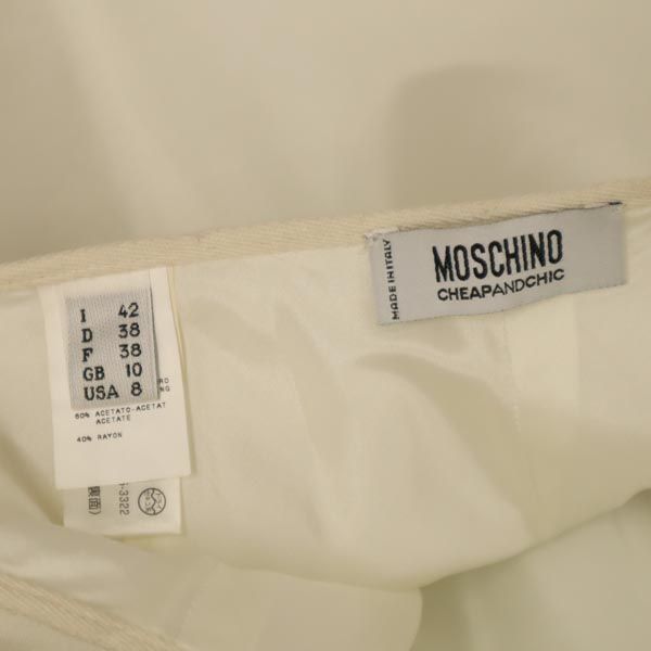 モスキーノ イタリア製 膝丈 スカート 8 白 MOSCHINO レディース 230826_画像8