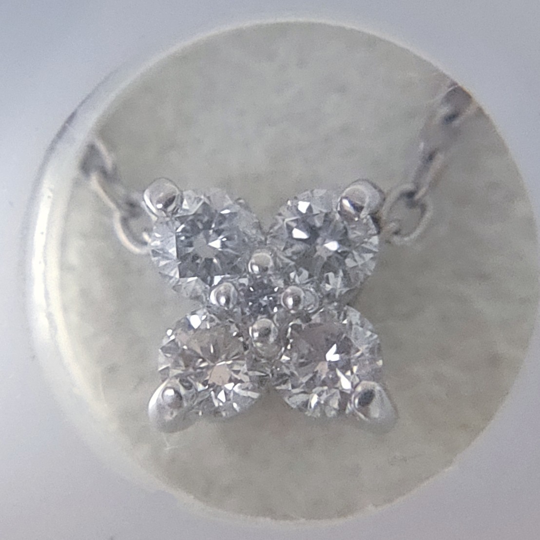 ポンテヴェキオ ダイヤモンド フラワー ネックレス K18WG 0.20ct-