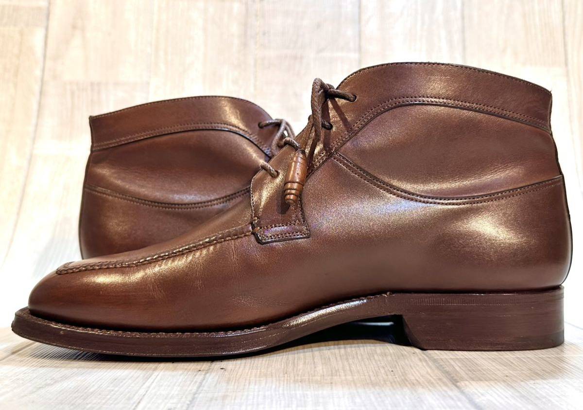 Santoni サントーニ◆25cm 6.5◆ITALY製◆Uチップ チャッカブーツ 革靴 レザー 本革 本皮 ビジネスシューズ 紐靴 ドレスシューズ メンズ 茶_画像4