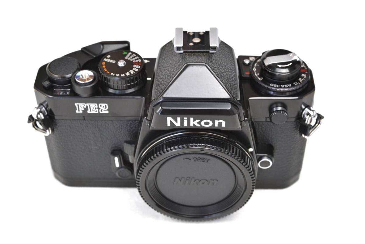 きれいな動作品】Nikon ニコンFE2 ブラック 清掃・整備・モルト交換済