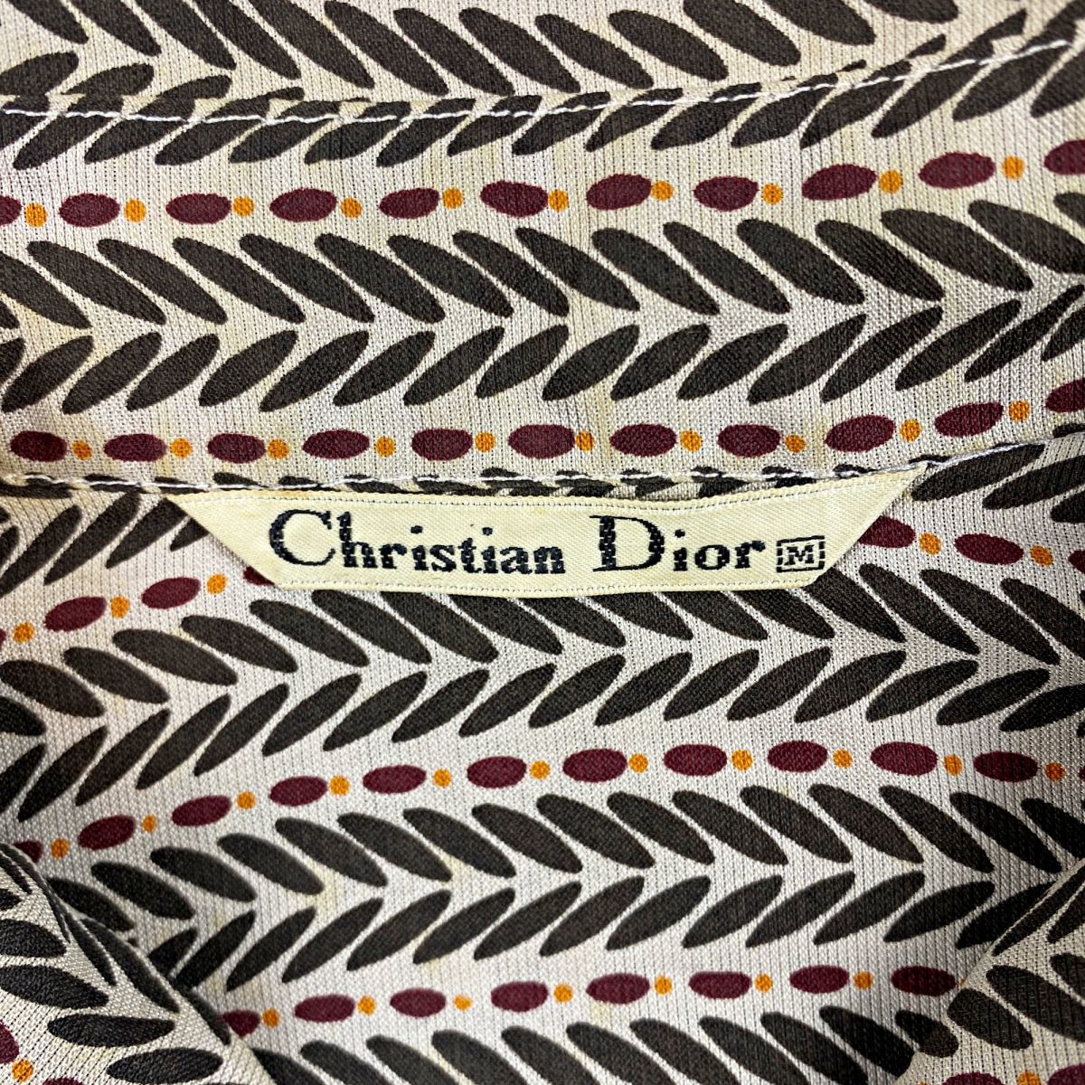 Christian Dior クリスチャンディオール 総柄包みボタンシルク混シャツ トップス レディース グレー *GC838_画像5